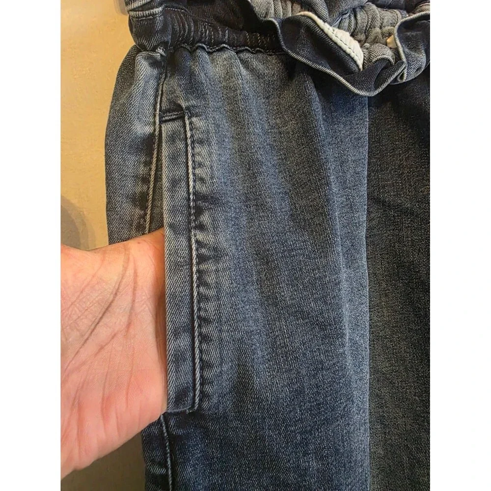 Wash Lab Drawstring Paper Bag Waist Cargo Denim Skirt Patch Pockets Womens M